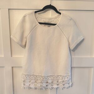 Anthropologie Saturday Sunday White Lace Hem Top- NEW without tags